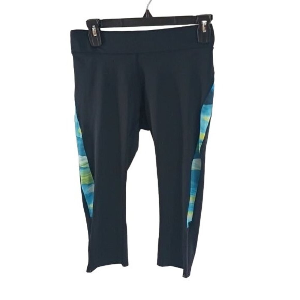 Reebok Womens Leggings Athletic Colorblock Workout Gym Running Pants Black S